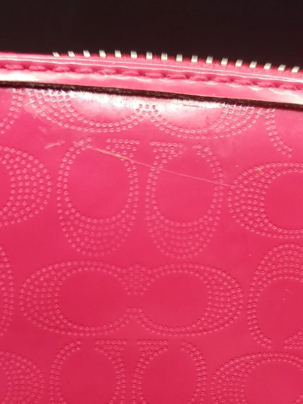 Coach Pink Signature Heart Zip Wallet